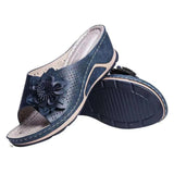 Breakj Summer New Slope With Flowers Fish Mouth Large-Size Slippers Car Sewing Hollow Women Casual Cold
