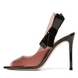 Pointed Fish Mouth Transparent PVC High Heel Large Size Exposed Single Shoes Sexy Banquet Fashion