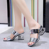 Spring And Summer New Style Thick Heels, One-Word Flip-Flops, Sandals, Slippers, Fashion Slippers, Korean Version Of Women's High