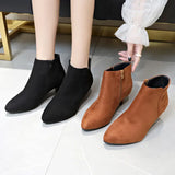 Breakj Women's Shoes 2023 Autumn Velvet Fine-Heeled Short Boots Women Wish New Large-Size Shoes Martin