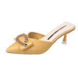 New Korean Version Of Baotou Semi-Slippers In Spring And Summer 2023 Women Wear Pointed Stilettos And Diamond