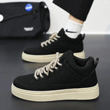 Men's Canvas Shoes Fashion Spring Solid High Top Vulcanized Shoes Men Flat Design Casual Sneakers Man Board