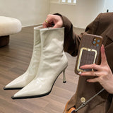 Breakj Pointed Short Boots Children 2025 New Temperament High-Heeled Shoes Patent Leather Skin Skin Skin Skin Skin Skin Skin
