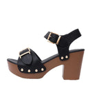 Breakj Coarse High-Heeled Sandals Women In The Summer Of 2025 New Buckle Rivets Buckle Sandals