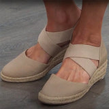 Sandals for Women Summer 2022 Casual Wedge Ladies Shoes New Pointed Toe Closed Toe Hemp Heel Slip On Beach Footwear