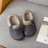 Men's Home Slippers For Woman Plush Waterproof Warm Fur Slippers Clogs Lovers Home Slippers Indoor Floor Shoes For