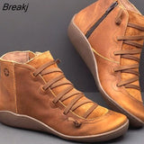 Women Winter Snow Boots PU Leather Ankle Boots Spring Flat Shoes Woman Short Green Botas With Fur For Women Lace Up Botas