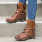 Martin Boots Women 2020 New Round Toe Boots Women Thick Heel Lace Up Women's Mid-cut Boots Botas De
