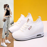 Platform Shoes Hidden Heel Women Casual Platform Sneakers Women Height Increase Wedges Shoes For Women Trainers Black