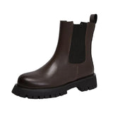 Chelsea Boots Women 2021 Fashion Ankle Boots Female Shoes Ladies Brown Black BV PU Leather Platform Short Boots