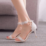 Breakj Cm With Light Mouth Fine Heel Sandals Bead Size Summer Sandals Wedding Dress High Heel