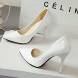 Lady Women Shoes Pointed Toe Pumps Patent Leather Dress High Heels Boat Shoes Wedding Shoes Zapatos Mujer White Blue