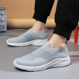 Breakj Men's Shoes Fly-Weaving Mesh Breathable One-Legged Casual Shoes Light Sports Casual Running Shoes