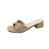 Breakj Small Vintage Brown Coarse Heel Wearing Slippers Women In The Summer Of 2025 Lazy People With A Word Of Cool Drag Muller