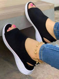 Summer Shoes 2021 Mesh Fish Platform Sandals Women's Closed Toe Wedge Sandals Ladies Light Casual Shoes Zapatillas