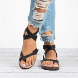 Breakj Summer Roman Sandals Flat-Soled Sandals Large-Size Women's Toe