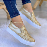 Women Flats Rhinestone Bling Chic Shining Star Sewing Thick Sole Slip on Platform Fashion Casual Sneakers Women