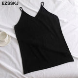 basic V-NECK camisole Summer knit Tank top Women strap basic cashmere camis female casual solid knit tank