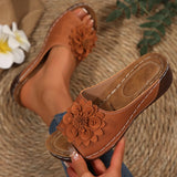 Breakj Asia Large-Size Thick Bottom Hollow One-Word Slippers Female Dew Flower Slope And Beach Cool