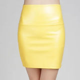 Skirts Women Pencil Skirt Pu Leather High Waist Party Female Sexy Short Woman Bodycon Saias Feminina 20 Candy Colors