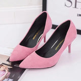 Breakj Shoes Light-Mouthed Sharp Single Shoes Fine Heel Velvet Large-Size High Heels Women's