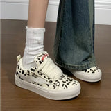 Breakj Spring Board Shoes Women's Shoes Pure White Leopard Grain Small White Shoes Platform Heighten Comfortable Not Stuffy Foot Student Commuting