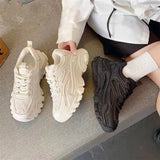 Breakj Thick-Bottomed Old Dad Shoes Women's 2025 Summer New Fashion Lace Casual Sports Single Shoes Pure Color Round Head Women's