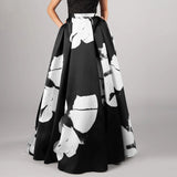 Women 2022 Fashion Big Flower Printed Swing Skirts Celmia Elegant High Waist Long Maxi Skirt Casual Loose Holiday A-line