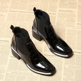 Short Boots 2023 Spring And Autumn Mirror Chelsea Boots Fashion Thick-Heeled Chic Martin Boots British