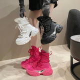 Breakj Bottom Martin Boots Female Autumn Winter Popular New Station Locomotive Boots Female Boots Cartoon Korean Version High Help Ankle