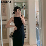 strap long dress women 2021 high quality luxury slash neck split side long slim off shoulder dress sexy Folds