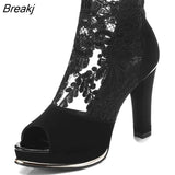 sexy prom wedding shoes Sandals with coarse heels spring and summer new European American waterproof mesh gauze
