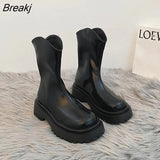 New Arrival Women Ankle Boots Fashion Zipper Round Toe Ladies Casual Soft PU Leather Short Boots Thick Sole Non Slip