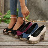 Breakj Fish Mouth Slope With High Heel Single Shoes Women's New Light-Footed Single Shoes In