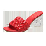 Breakj Crystal With Woven With High Heel Slippers Female Large Size Fashion One Word Cool Drag