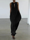 Celmia Fashion Casual Maxi Vesitdos Sleeveless Sexy Open Chest Long Robe O-neck Women Dresses Holiday Shirred Waist Tank
