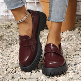 Breakj Thick-Bottomed Coarse Heel Leuk-F Wind Small Leather Shoes Spring And Autumn New Retro One-Legged Single