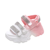 Breakj Bottom Old Dad Sandals Female Summer 2023 New Fairy Feng Shui Drill High Heel Casual Sports Roman Shoes Ins