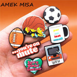 Cute Beetle Football WFH Shoe Buckle Accessories Love Your Mother Shoe Charm Decorations fit Croc Jibz Wristbands Kids