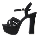 Show High Heels Female Waterproof Platform Buckle Thick Heel Hate Sky High Sandal Model Training Performance