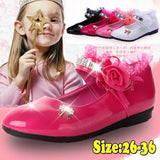 Girls Shoes Spring Autumn Princess Lace PU Leather Shoes Cute Bowknot Rhinestone for 3-11 Ages Toddler