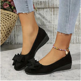 Breakj Shallow Single Shoes Women Wear Autumn Bow Large Size 2025 New Flat Bean