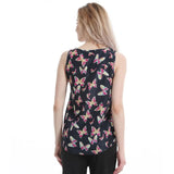 Butterfly Print Chiffon Tank Tops Sleeveless Tees O Neck Cropped Fashion Women Summer T