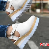 Heel Shoes Woman Sandals Vintage Flat Platform Ladies Shoes Women Fashion Comfortable Sandals Female Sandalias