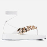 Women Sandals Rock Style Heels Sandals Summer Shoes Women Lace Up Platform Sandalias Mujer Chain Flip Flops Women Wedges