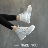 Breakj New Large Plus Velvet High-Top Lace Cotton Shoes Women's Casual Leather Thick Bottom Snow Boots