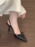 Breakj French High-Heeled Shoes French Baotou Fairy Sandals 2025 Spring And Summer Bows And A Single Shoe