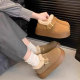 Breakj And Winter 2025 Bean Fashion Plus Thick Thick-Soled Cotton Shoes Hair Snow Boots Boken Shoes Lefu Shoes