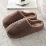 Winter Slippers Men and Women Couple Indoor Home Non-Slip Soft Cotton Shoes Women Solid Color Plush Slippers