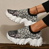 Women Platform Sneakers Slip-on Elastic Band Vulcanized Female Leopard Sport Shoes Ladies Summer Footwear Plus